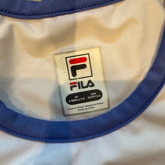 Fila White and Blue Tennis Outfit Girls size XS (5-6)